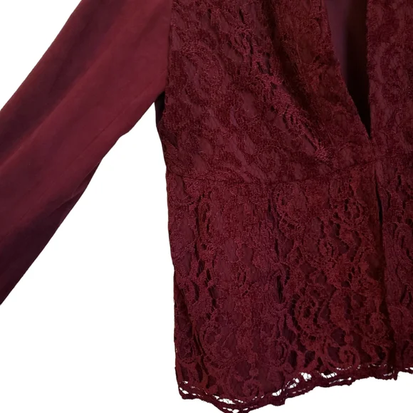 Chico's Red Maple Faux Suede and Lace Jacket - Picture 5 of 16